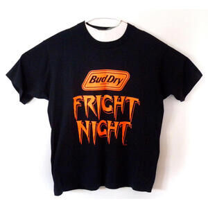 Vintage Bud Dry Draft Screen Stars Best FRIGHT NIGHT Mens T Shirt Black XL